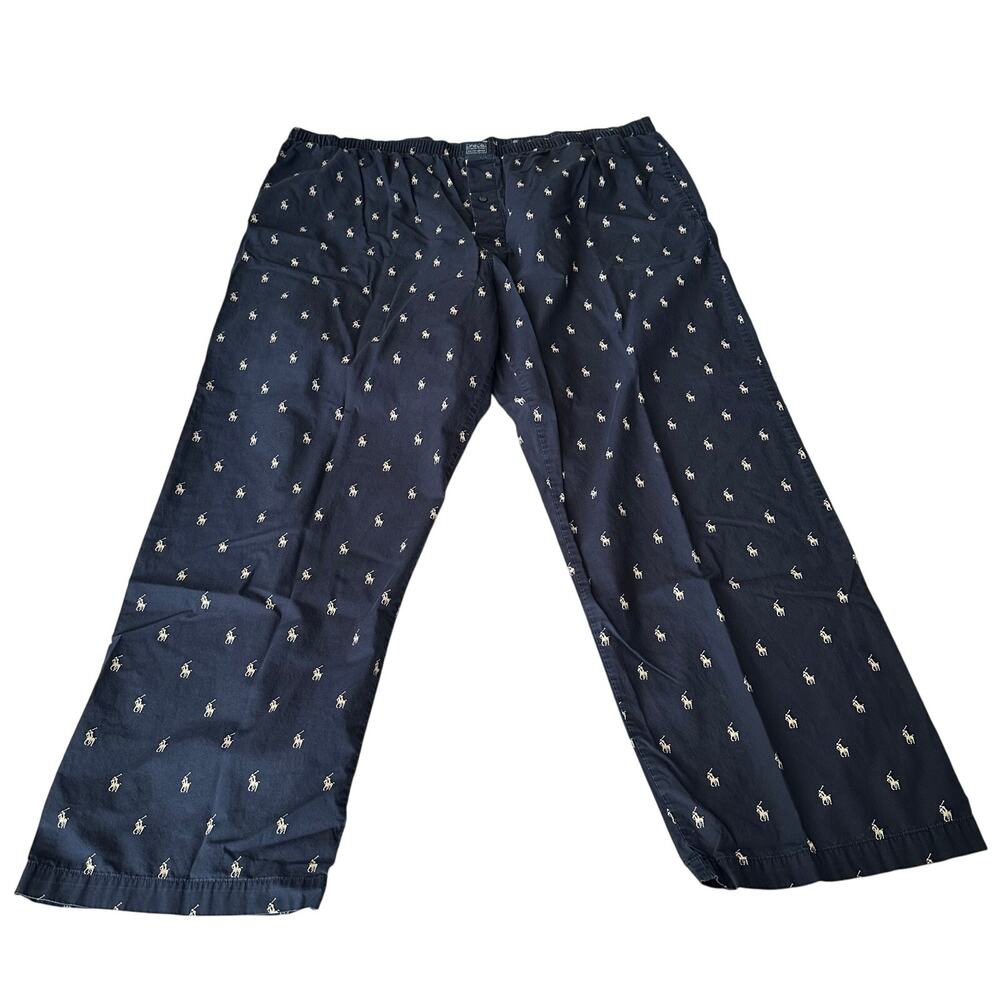 Polo men’s XL sleep pants pockets navy blue pony elastic waist pajama bottoms